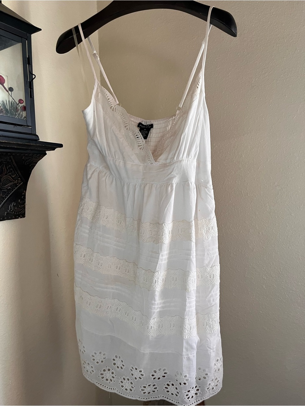 Rue21 White Eyelet Lace Trim Slip Dress
